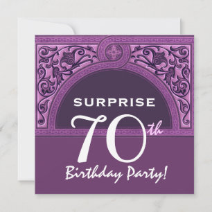 SURPRISE 70th Birthday Purple Arch H482 Invitation