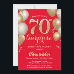 Surprise 70th Birthday Red and Gold Balloons Invitation<br><div class="desc">Surprise 70th Birthday Red and Gold Balloons Confetti Invitation. For further customisation,  please click the "Customise it" button and use our design tool to modify this template.</div>