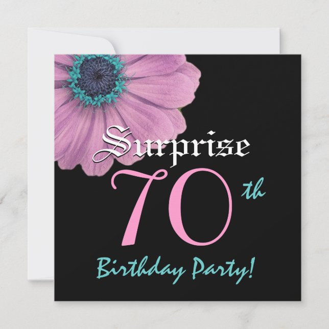 SURPRISE 70th Birthday Template Pink Daisy (Front)