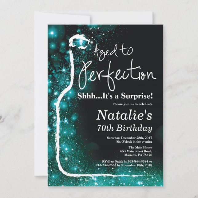 Surprise 70th Birthday Wine Aged to Perfection Invitation (Front)