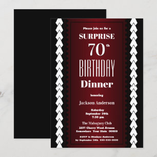 Surprise 70th Burgundy Birthday Dinner Invitation