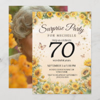Surprise 70th Sunflowers Butterflies