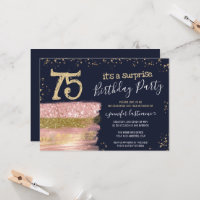 Surprise 75th Birthday Party Glitter Cake 