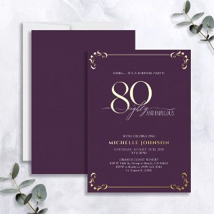Surprise 80 & Fabulous Purple & Gold Birthday
