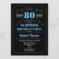 Surprise 80th Birthday - Black Blue