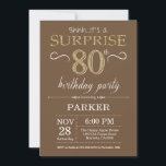 Surprise 80th Birthday Brown and Gold Glitter Invitation<br><div class="desc">Surprise 80th Birthday Invitation with Brown and Gold Glitter Background. Chalkboard. Adult Birthday. Men or Women Bday Invite. Any age. For further customisation,  please click the "Customise it" button and use our design tool to modify this template.</div>