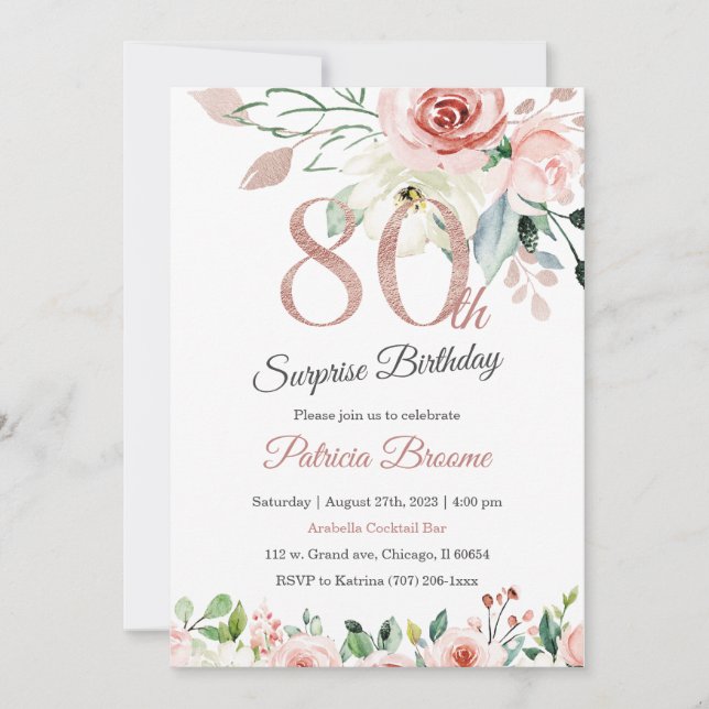 Surprise 80th Birthday for Women Invitation (Front)