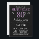 Surprise 80th Birthday Invitation Black and Purple<br><div class="desc">Surprise 80th Birthday Invitation with Black and Purple Glitter Background. Chalkboard. Adult Birthday. Men or Women Bday Invite. Any age. For further customisation,  please click the "Customise it" button and use our design tool to modify this template.</div>