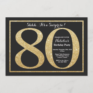Surprise 80th Birthday Invitation Gold Glitter