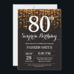 Surprise 80th Birthday Invitation Gold Glitter<br><div class="desc">Surprise 80th Birthday Invitation with Gold String Lights with Gold Glitter Background. Gold Birthday. Adult Birthday. Men or Women Bday Invite. 13th 15th 16th 18th 20th 21st 30th 40th 50th 60th 70th 80th 90th 100th, Any age. For further customisation, please click the "Customise it" button and use our design tool...</div>