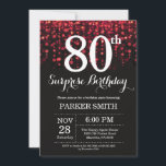 Surprise 80th Birthday Invitation Red Glitter<br><div class="desc">Surprise 80th Birthday Invitation with Red String Lights with Red Glitter Background. Red Birthday. Adult Birthday. Men or Women Bday Invite. 13th 15th 16th 18th 20th 21st 30th 40th 50th 60th 70th 80th 90th 100th, Any age. For further customisation, please click the "Customise it" button and use our design tool...</div>