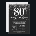 Surprise 80th Birthday Invitation Silver Glitter<br><div class="desc">Surprise 80th Birthday Invitation with Silver String Lights with Silver Glitter Background. Silver Birthday. Adult Birthday. Men or Women Bday Invite. 13th 15th 16th 18th 20th 21st 30th 40th 50th 60th 70th 80th 90th 100th, Any age. For further customisation, please click the "Customise it" button and use our design tool...</div>