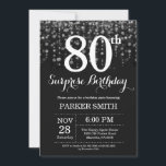 Surprise 80th Birthday Invitation Silver Glitter<br><div class="desc">Surprise 80th Birthday Invitation with Silver String Lights with Silver Glitter Background. Silver Birthday. Adult Birthday. Men or Women Bday Invite. 13th 15th 16th 18th 20th 21st 30th 40th 50th 60th 70th 80th 90th 100th, Any age. For further customisation, please click the "Customise it" button and use our design tool...</div>