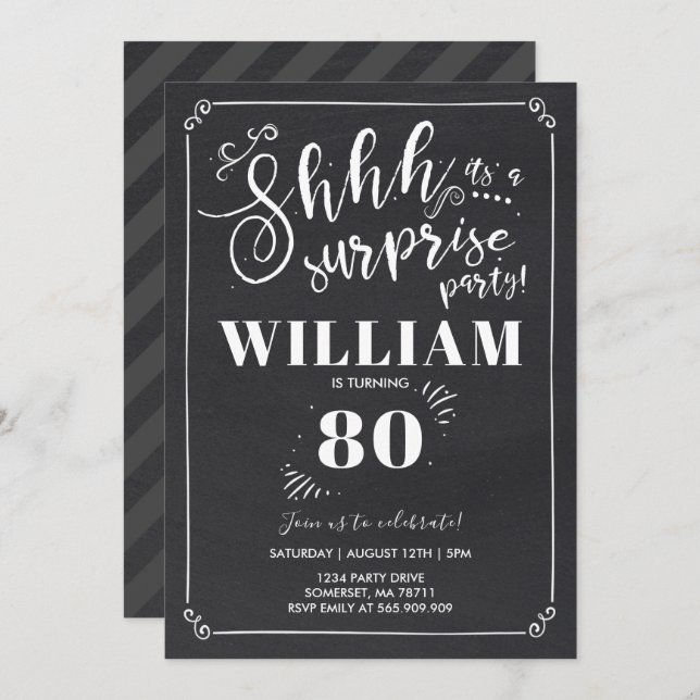 Surprise 80th Birthday Invitation Vintage Surprise (Front/Back)