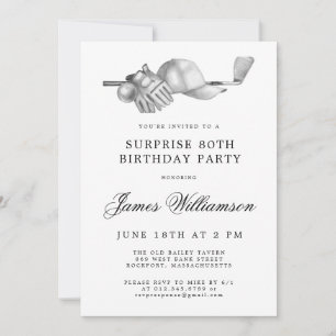 SURPRISE 80th Birthday Party Golf Theme Invitation