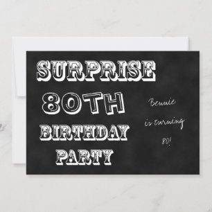 Surprise 80th Birthday Party Invitation Chalkboard