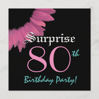 SURPRISE 80th Birthday Party Pink Sunflower Invitation