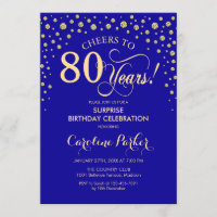 Surprise 80th Birthday Party - Royal Blue Gold