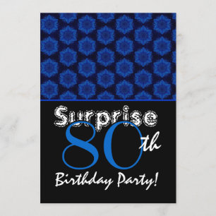 SURPRISE 80th Birthday Royal Blue Stars W1449 Invitation