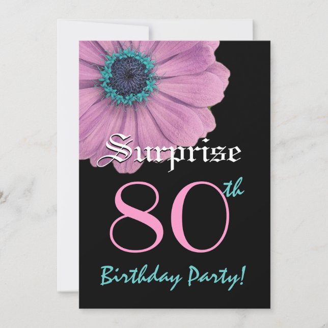 SURPRISE 80th Birthday Template Pink Daisy (Front)