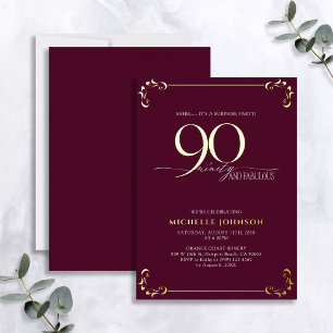 Surprise 90 & Fabulous Burgundy & Gold Birthday