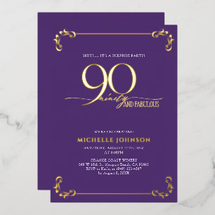 Surprise 90 & Fabulous Purple & Gold Birthday