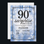 Surprise 90th Birthday Invitation Blue Glitter<br><div class="desc">Surprise 90th Birthday Invitation with Blue String Lights with Blue Glitter Background. Blue Birthday. Adult Birthday. Men or Women Bday Invite. 13th 15th 16th 18th 20th 21st 30th 40th 50th 60th 70th 80th 90th 100th, Any age. For further customisation, please click the "Customise it" button and use our design tool...</div>