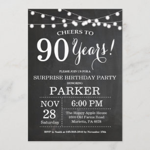 Surprise 90th Birthday Invitation Chalkboard