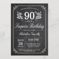 Surprise 90th Birthday Invitation Chalkboard