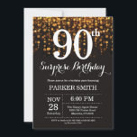 Surprise 90th Birthday Invitation Gold Glitter<br><div class="desc">Surprise 90th Birthday Invitation with Gold String Lights with Gold Glitter Background. Gold Birthday. Adult Birthday. Men or Women Bday Invite. 13th 15th 16th 18th 20th 21st 30th 40th 50th 60th 70th 80th 90th 100th, Any age. For further customisation, please click the "Customise it" button and use our design tool...</div>