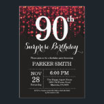 Surprise 90th Birthday Invitation Red Glitter<br><div class="desc">Surprise 90th Birthday Invitation with Red String Lights with Red Glitter Background. Red Birthday. Adult Birthday. Men or Women Bday Invite. 13th 15th 16th 18th 20th 21st 30th 40th 50th 60th 70th 80th 90th 100th, Any age. For further customisation, please click the "Customise it" button and use our design tool...</div>