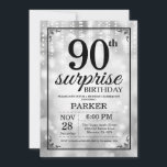 Surprise 90th Birthday Invitation Silver Glitter<br><div class="desc">Surprise 90th Birthday Invitation with Silver String Lights with Silver Glitter Background. Silver Birthday. Adult Birthday. Men or Women Bday Invite. 13th 15th 16th 18th 20th 21st 30th 40th 50th 60th 70th 80th 90th 100th, Any age. For further customisation, please click the "Customise it" button and use our design tool...</div>