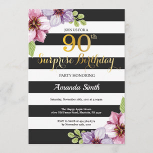 Surprise 90th Birthday Invitation Women Floral