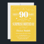 Surprise 90th Birthday Invitation Yellow and White<br><div class="desc">Surprise 90th Birthday Invitation Yellow and White Typography. Yellow Background. Adult Birthday. Male Men or Women Birthday. Kids Boy or Girl Lady Teen Teenage Bday Invite. 13th 15th 16th 18th 20th 21st 30th 40th 50th 60th 70th 80th 90th 100th. Any Age. For further customisation, please click the "Customise it" button...</div>