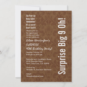 SURPRISE 90th Birthday Modern Wine and White A01 Invitation