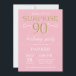 Surprise 90th Birthday Pink and Gold Glitter Invitation<br><div class="desc">Surprise 90th Birthday Invitation with Pink and Gold Glitter Background. Chalkboard. Adult Birthday. Men or Women Bday Invite. Any age. For further customisation,  please click the "Customise it" button and use our design tool to modify this template.</div>