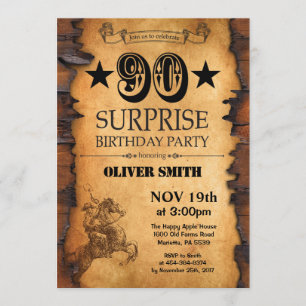 Surprise 90th Western Birthday Invitation