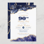 Surprise Adult Birthday Party Elegant Navy Agate Invitation<br><div class="desc">Marble agate fully customisable birthday celebration invitation</div>