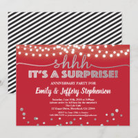 Surprise anniversary party ruby red & silver