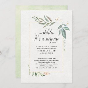 Surprise Anniversary Party Watercolor Floral Invitation