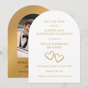 Surprise Arch Photo Golden 50th Anniversary Party Save The Date