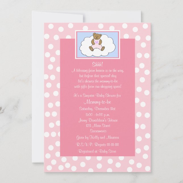 Surprise Baby Shower Invitation Teddy Bear (Front)