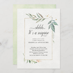 Surprise Baby Shower Watercolor Floral Invitation