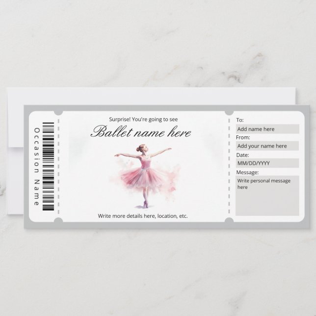 Surprise Ballet Ticket Gift Template (Front)
