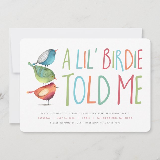 Surprise Birdie Birthday Party Invitation (Front)