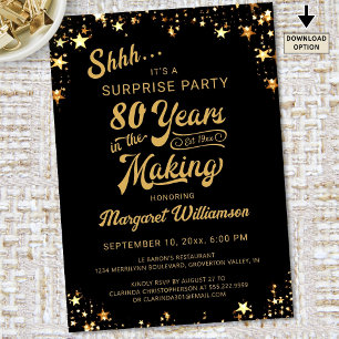 Surprise Birthday 80 Years in the Making Black Invitation