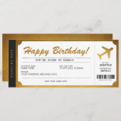 Surprise Birthday Boarding Pass Plane Gold Ticket Invitation (Front/Back)