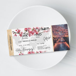 Surprise Birthday Boarding Pass Tokio Trip Ticket Invitation