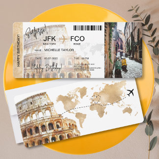 Surprise Birthday Boarding Pass Trip Ticket Invitation
