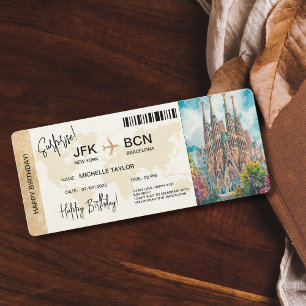 Surprise Birthday Boarding Pass Trip Ticket Invitation